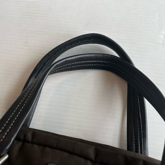 COACH VARICK Brown Nylon Briefcase Messenger Travel Bag Leather Trim F70681 VGUC - Picture 9 of 10